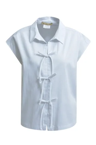 Smith&Soul - Dropped Shoulder Bow Blouse white - Gr. - XS
