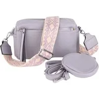 MIRROSI Umhängetasche Damen, Veganleder Crossbody Tasche Bag, Schultertasche (inkl. 1 Münzbeutel und 2 Wechselgurte, 19x14x8cm (BXHXT), gemusterten & verstellbaren Schulterriemen