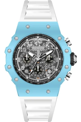 Invicta Racing 69673 Herrenuhr - Quarzwerk - Acryl mit silbernem Zifferblatt - 43 mm
