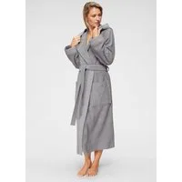 OTTO home Damenbademantel Livia, ideal für Sauna & Spa, Hotelbademantel, Langform, Walkfrottee, Kapuze, Gürtel, gemusterter Bordüre, langer Bademantel Damen, 100% Baumwolle, XS-2XL