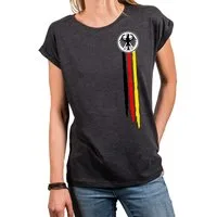 MAKAYA Print-Shirt Deutschland EM Trikot Damen Adler Flagge Fahne Fußball WM Top (Schwarz, Weiß, Blau, Grau, Grün, Rosa, 34, 36, 38, 40, 42, 44, 46, 48, 50) große Größen
