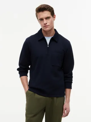ESSENTIAL TERRY POCKET 1/4 ZIP Desert Sky - Gr. - S