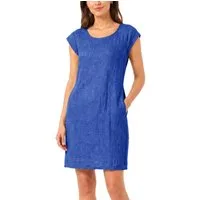 dy_mode Midikleid Einfarbiges Damen Leinenkleid Sommerkleid Kurzarm Midi Kleid in Unifarbe, mit Eingriffstaschen, leicht taillierte Passform