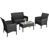 FIVMEN Gartenlounge-Set Gartengarnitur Set Polyrattan Garten-Sofa Gartenmöbel für 4 Personen, Terrassenmöbel mit Sitzkissen, Tisch für Balkon oder Terrasse