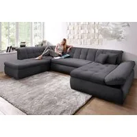 DOMO collection Wohnlandschaft NMORIC im XXL-Format, 353x216x80 cm, inkl. Zierkissen U-Form, wahlweise mit Bettfunktion und Armlehnenverstellung