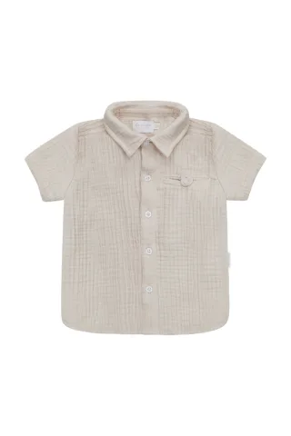 Leevje Kurzarm Musselinshirt - Cappuccino
