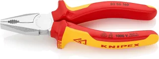 KNIPEX Kombizange auf SB-Karte verchromt isoliert mit Mehrkomponenten-Hüllen VDE-geprüft 160 mm 03 06 160 SB