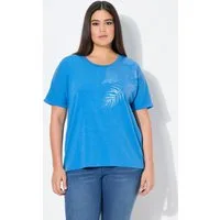 Ulla Popken T-Shirt T-Shirt Blätter Oversized Rundhals Halbarm