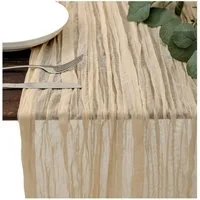 Minicloss Tischläufer Bali-Gaze mit Falten Tischdecke Bohemian Tabelle Flagge (1-tlg), 90 x 300 cm Romantische Tischdecke Dekoration