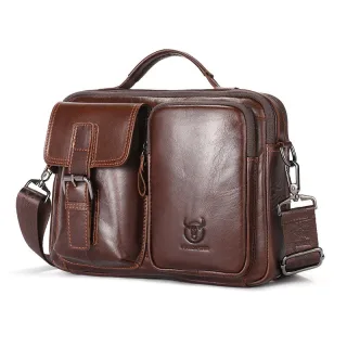BULLCAPTAIN Genuine Leather Mens Shoulder Bag Business Crossbody Bag Male Briefcase Messenger Bag Men's Casual Handbags