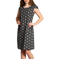 Caspar Sommerkleid SKL024 knielanges Damen Sommer Leinenkleid mit Punkte Print Luftig leicht, figurumspielende Form, mit seitlichem Jersey-Einsatz