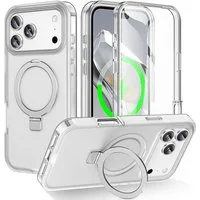 Wigento Handyhülle Für Apple iPhone 17 Pro Max Skin Feel MagSafe Ring Hülle Transparent, 360 Grad MagSafe Frosted Skin Feel Hülle