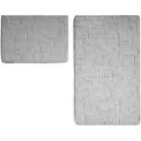 Almina Badematte Elegance Badematten-Set mit modernem Strukturmuster - 2-tlg WC-Set, rutschhemmend beschichtet, 100% Polyester, Rechteckig, Badteppich: 100 x 60 cm, WC-Vorleger: 60 x 50 cm
