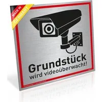 König Werbeanlagen Hinweisschild Schild Grundstück wird videoüberwacht!, Alu 20 x 20 cm, stabiles Alu