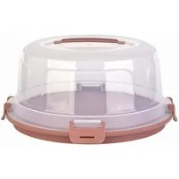 Engelland Kuchentransportbox mit Griff, Deckel und 4-fach Klick-Verschluss, rund, Kunststoff, (36,50 cm x H 17,50 cm, BPA-frei), spülmaschinengeeignet, lebensmittelecht, Stückeinteilungshilfe