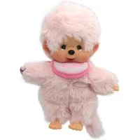 Monchhichi Plüschfigur Junge Rosa 13 cm Monchhichi Color Puppe mit rosafarbenem Lätzchen