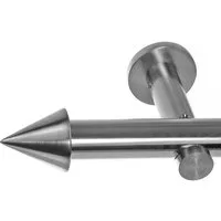 BASIT Gardinenstange Edelstahloptik 20mm mit Wandträgern 120 cm E31, Ø 20 mm, 1-läufig, verschraubt, Metall, H31 120 cm E31 Spitze