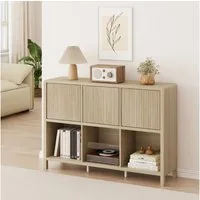 en.casa Sideboard, »Lukkodso« mit 3 Türen, 6 Fächern 77x110x30 cm Eicheoptik
