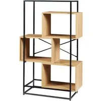 en.casa Bücherregal, Standregal »Rennebu« 126x80x33 cm 3 Fächer Schwarz/Eiche