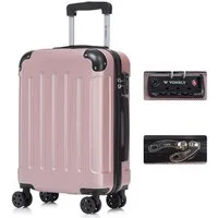 YONSLY Hartschalen-Trolley Premium Hartschalen-Reisekoffer Trolley Kabinenkoffer, 4 Rollen, TSA-Schloss, YKK-Reißverschluss, austauschbare Rollen & Griffe