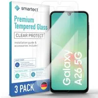 smartect Displayschutzglas Schutzglas Panzerfolie Klar für Samsung Galaxy A26 5G, Set, 3 Stück, Schutzfolie Glasschutz Bildschirm