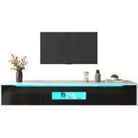 Merax Lowboard mit LED und Klapptüren, freistehend/hängend, TV-Schrank hochglanz,TV-Board Scandi,Breite:180cm