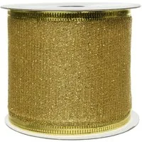 Kaemingk Geschenkband, Goldband - Glitzerband 63mm x 2,7m Rolle gold gold