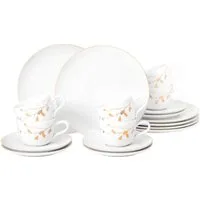 Seltmann Weiden Kaffeeservice Geschirr-Set, 18 Teile, Liberty Golden Rose Hip (18-tlg), 6 Personen, Porzellan, Tassen, Untertassen, Teller, Made in Germany, 18 Teile, für 6 Personen
