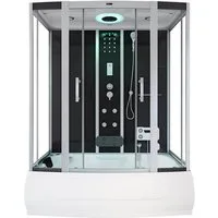 HOME DELUXE Dampfdusche Duschtempel DIAMOND mit Whirlpoolfunktion und LED-Beleuchtung, BxT: 170x90 cm, Einscheibensicherheitsglas, Regendusche & Fußmassage, Dampfsauna, Komplettdusche, Whirlwanne