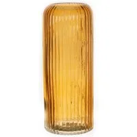INNA-Glas Dekovase Dekovase ALBURGIS mit Rillen, Glas, orange-klar, 25cm, Ø10cm