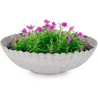 matches21 HOME & HOBBY Blumentopf Dekoschale runde Pflanzschale für draussen grau marmoriert 22 cm (1 St), Blumen-Schale als wetterfeste Friedhof-Schale Grab-Schmuck Grabschale