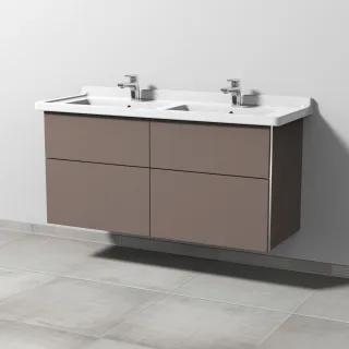 Sanipa 3way Waschtischunterbau zu Duravit Starck 3 Waschtisch mit 4 Auszügen, Taupe-Matt BP7131T