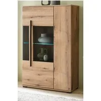 Furn.Design Highboard Design-D (Kommode in Evoke Eiche Dekor, 90 x 140 cm), 6 Staufächer und 2 Vitrinenfächer