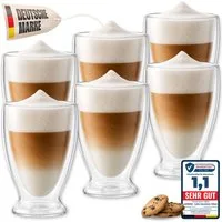 LAPRESO Latte-Macchiato-Glas Doppelwandig Thermogläser Kaffeegläser Set 300 ml, 7-tlg., Borosilikatglas, 6er Set