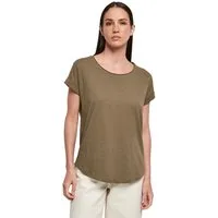 urbandreamz T-Shirt Damen Kurzarm Rundhals Long Slub Shirt hinten lang geschnitten