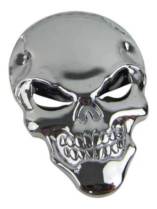 Exklusives Emblem Fahrzeug Sticker Aufkleber Metall Skull Totenkopf in Chrom