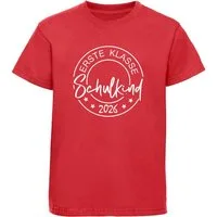 MyDesign24 T-Shirt Kinder Einschulungs T-Shirt Erste Klasse Schulkind rot kurzarm Regular Fit print Shirt i806