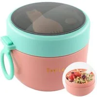 FOUORTUNATE-BEE Lunchbox Frühstücksbecher To Go 600ml Müslibecher Salatbecher Löffel, Snackbecher To Go Büro Schule Fitness Picknick Frühstück Becher