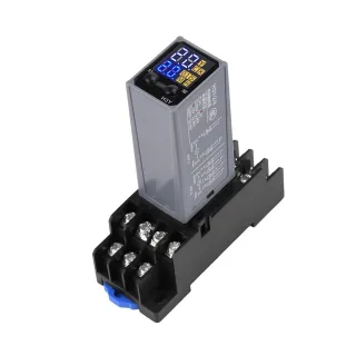 H3Y-4 Adjustable Time Relay 14 Pin LCD Digital Display DC 12V 24V AC 220V Dual Time Cycle Control Delayer With Base Fire