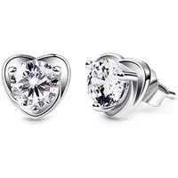 B. Catcher Paar Ohrstecker Herz Ohrringe Damen 925 Silber Ohrstecker - Zirkonia Schmuck (1 Paar Ohrstecker-Set inkl. Geschenkbox, 2-tlg., 1 Paar Ohrstecker mit Zirkonia-Steine, Geschenkverpackung), Hochwertige Verarbeitung