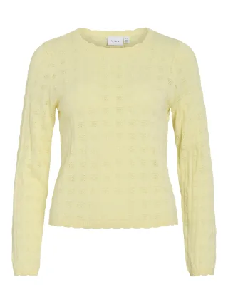 VILA - VIAMBELLE L/S POINTELLE KNIT TOP/TB Pastel Yellow - Gr. - S