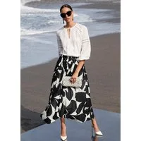 MADELEINE Langarmbluse Moderne Bluse mit Spitzeneinsätzen Lässige Baumwollbluse mit Rundhals und langen Ärmeln
