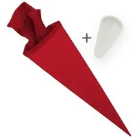 itenga Schultüte itenga Set Rot Bastelschultüte Rohling 70 cm rund + Schultüten Spitzen