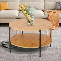 BIGTREE Couchtisch Tisch Schwarz Couch Wohnzimmertisch Set Rund Wohnzimmer Tisch (1-St., 1er-Set), 70x70x41 cm