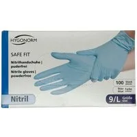 HYGONORM Nitril-Handschuhe Hygonorm - Safe Fit - Einmalhandschuhe - Nitril Puderfrei in blau (100-St)