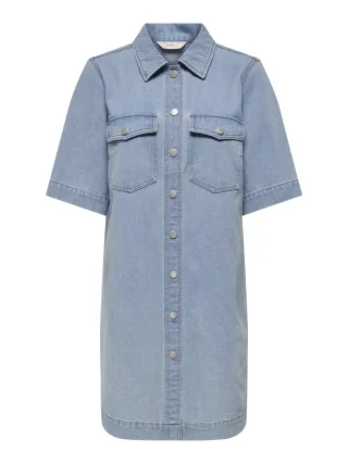 ONLY - ONLBELLE S/S BUTTON DRESS DNM GUA NOOS light blue denim - Gr. - S