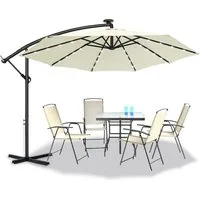 FIVMEN Sonnenschirm 300cm Balkonschirm Gartenschirm mit Solarbetriebene UV Schutz, Höhenverstellbarer Balkonschirm Gartenschirm Sonnenschirme