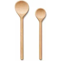 Neustanlo Kochlöffel Küchenlöffel Set Holz 25,5 cm & 21,5 cm, 2-teilig, naturbelassen, robust, hitzebeständig, ideal zum Kochen, Rühren, Servieren
