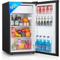 FOHERE Kühlschrank 90L, Kühl- und Gefrierfunktion, Gemüseschublade, 7 Einstellstufen BC-90, 43.5 cm hoch, 79 cm breit
