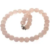 Bella Carina Perlenkette Kette mit Rosenquarz Perlen 12 mm, Rosenquarz Perlen in 12 mm